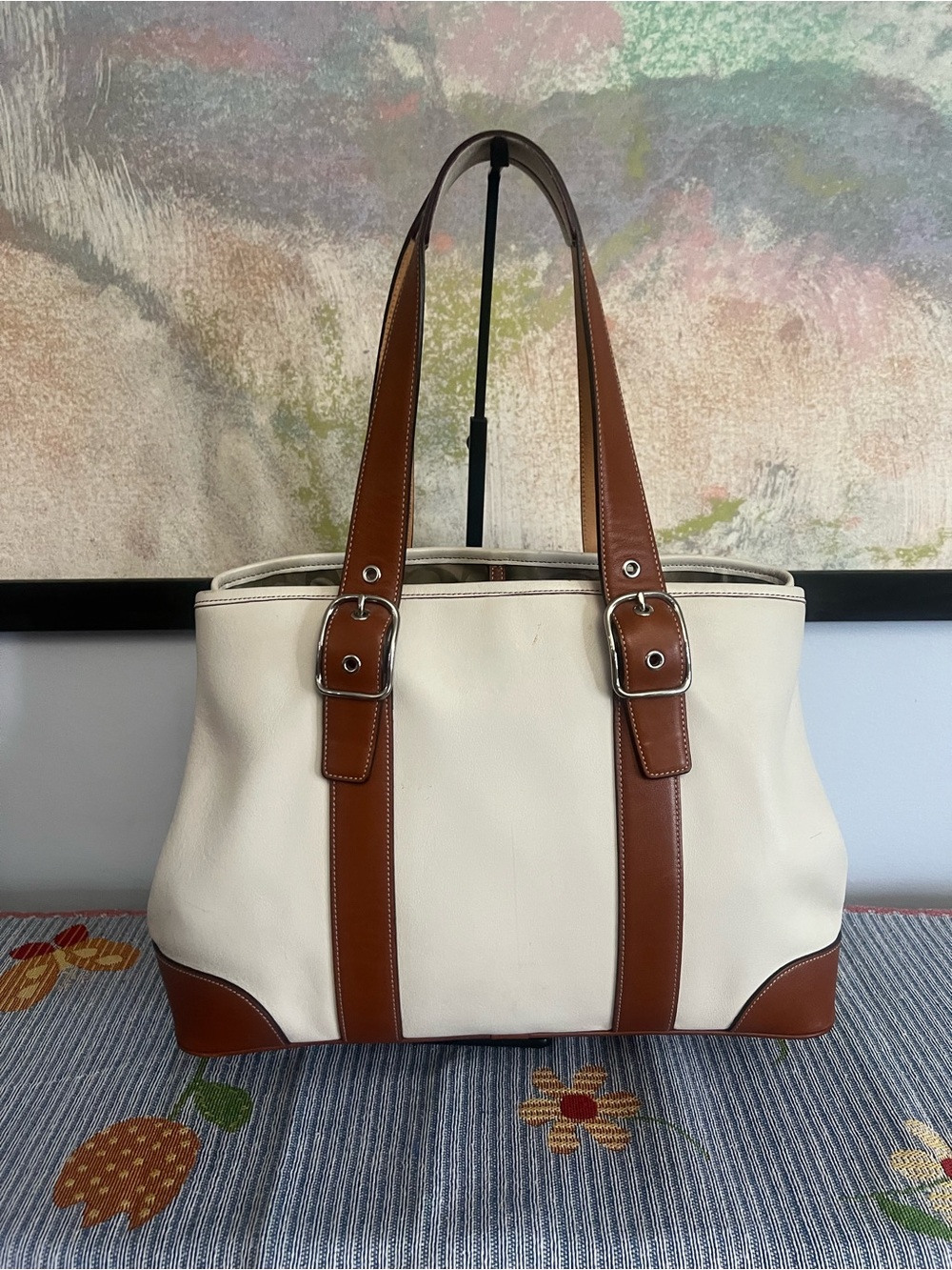 Vintage 2003 Coach Hampton Gallery Tote Cream and Brown Leather - Picture 6 of 15